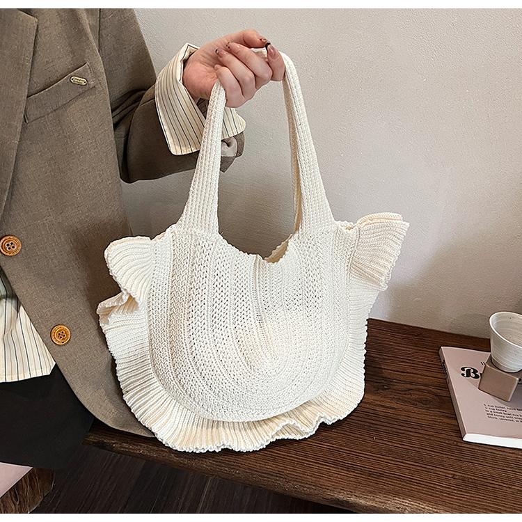 

Сетчатая сумка Lazy Wind для женщин, вместительная сумка на одно плечо, универсальная сумка Lotus Edge, новый дизайн, чувство осени