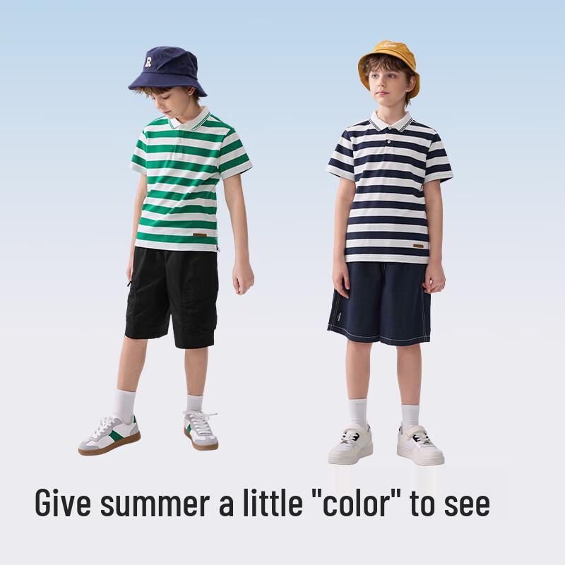 Balabala Boys' Striped Short Sleeve POLO Shirt