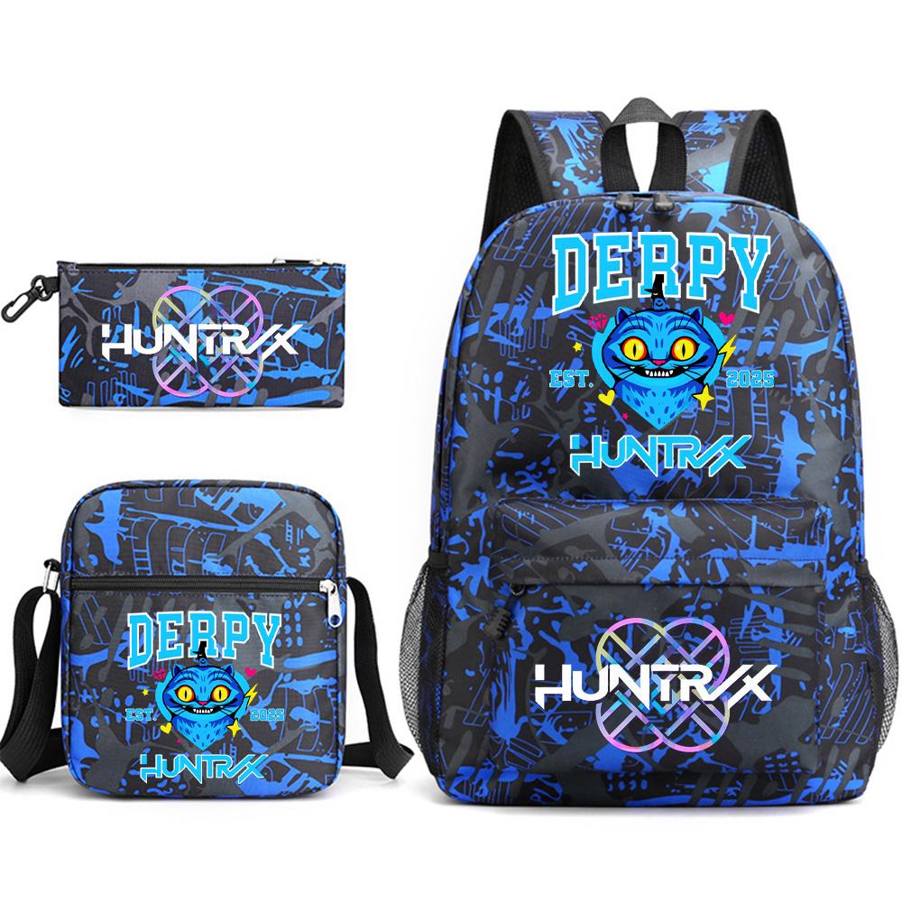 3Pcs/set Anime Printed Backpack with Shoulder Bag Pencil Case for Teenager Student Boy Girl School Bag Large Capacity Waterproof Bookbag Kid Gift
