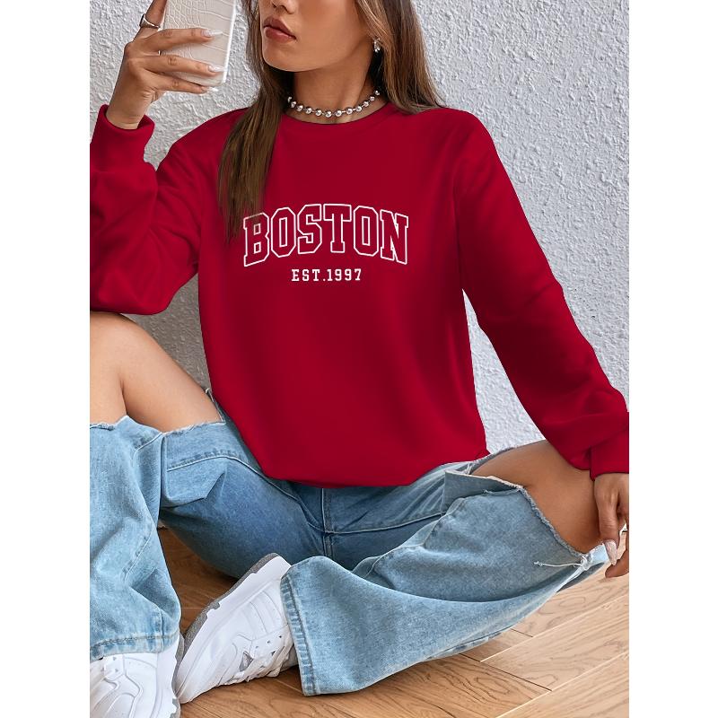 Polyester Women s Crew Neck Sweatshirt Breathable Wrinkle Resistant Long Sleeve Casual S