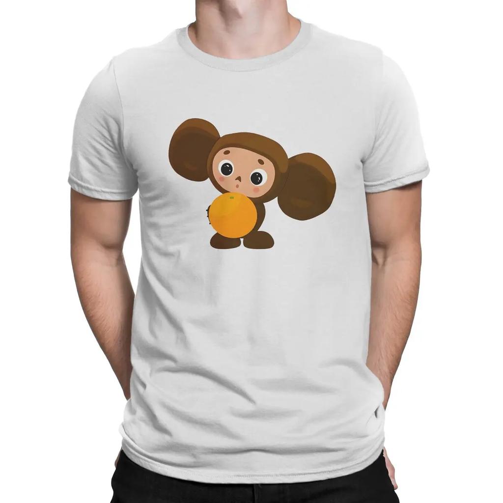Cheburashka Poster Men TShirt Cheburashka Crewneck Tops 100% Cotton T Shirt Humor High Quality Birthday Gifts