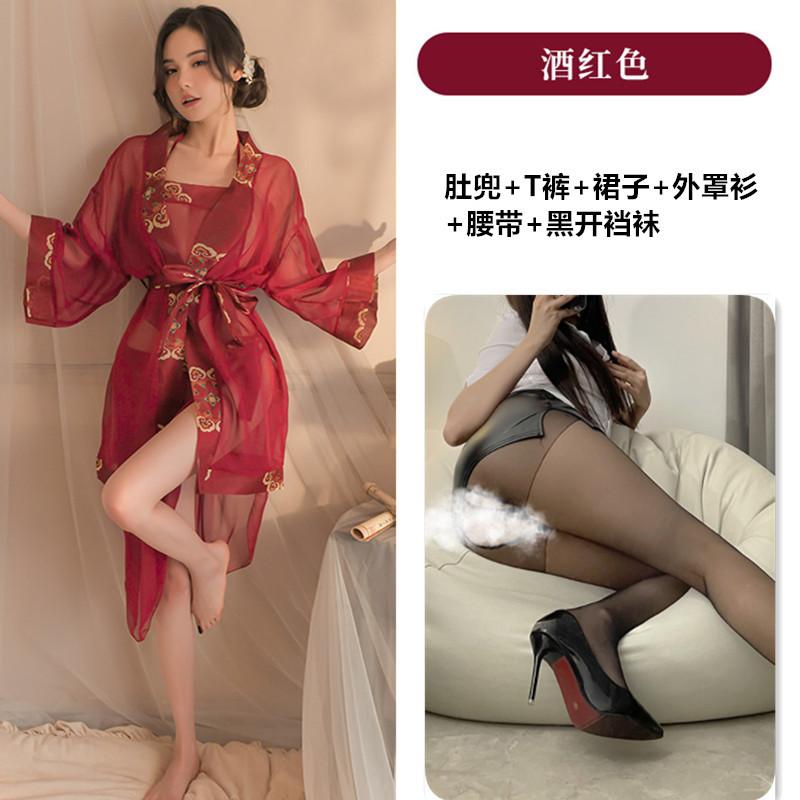 Fan Lei Erotic Underwear Women's Classical Bridal Uniform Perspective Belly Pocket Hanfu