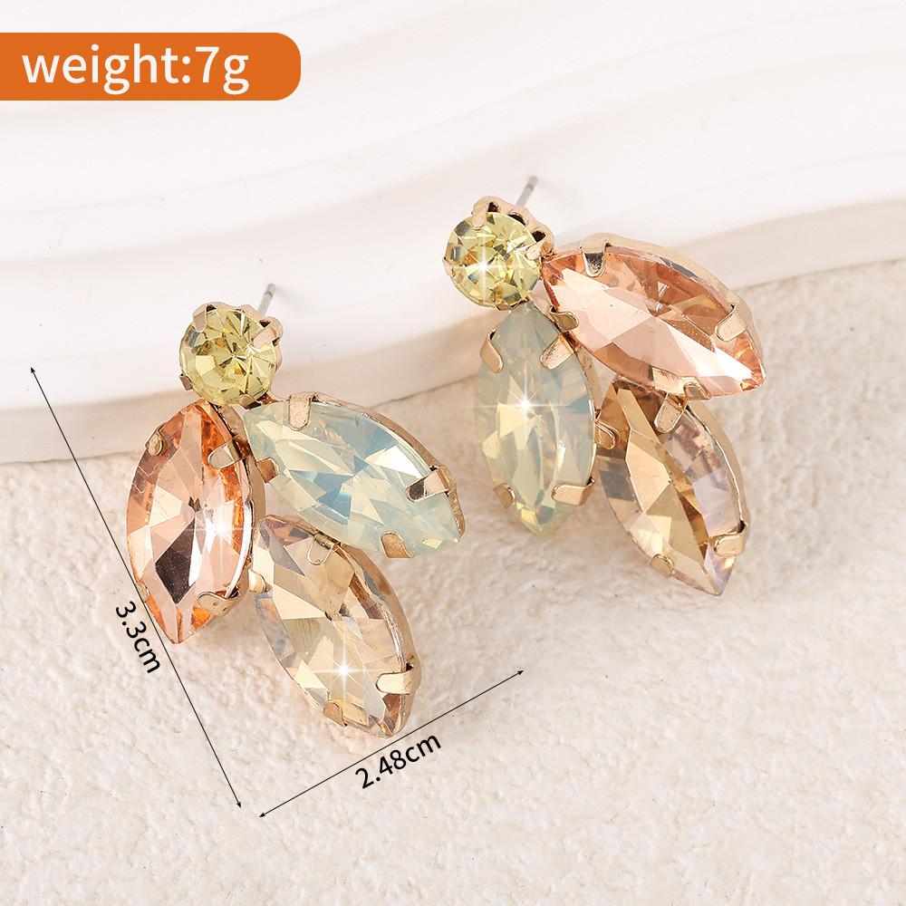 Pinkdudu Crystal Stud Earrings Multi-Layer Alloy Rhinestone Earrings Versatile Sparkling Jewelry PD2406