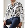 Camicia da uomo alla moda a maniche lunghe con colletto e bottoni, taglie forti, con stampa 3D