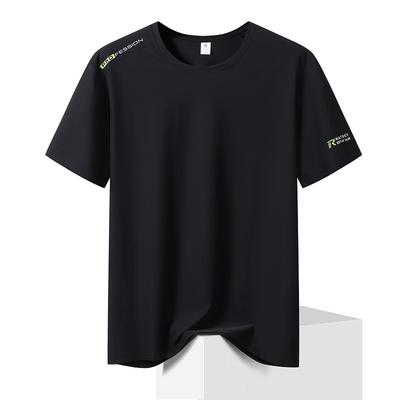 Short Sleeved T-shirt, Summer Ice Silk Loose Casual T-shirt, Men's Outdoor Casual Sports Quick Drying Short Sleeved T-shirt