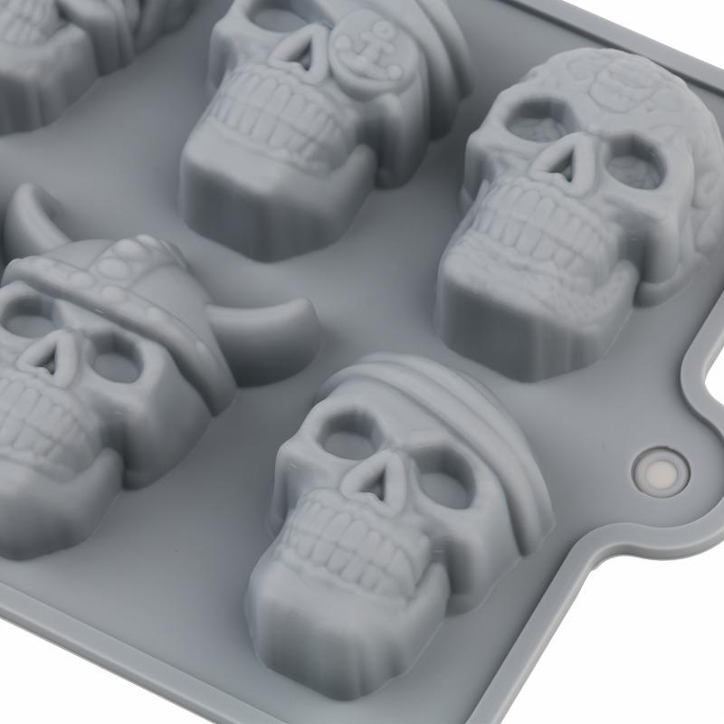 10-Kammer-Silikon-Totenkopf-Form, Lebensmittelecht, BPA-frei für Schokolade, Süßigkeiten, Eiswürfel, Kuchen Dekoration, Backen
