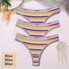 3 STK/sett Fargerike stripete bomull Dametruser Sexy G-String Undertøy Dame Pustende Thong Intimates Undertøy T-Back Truser