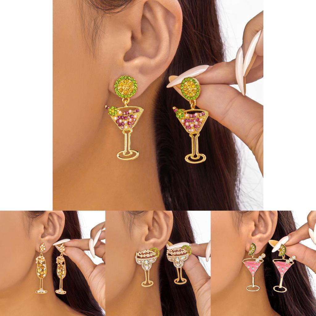Boucles d'oreilles Vintage en Verre à Cocktail Perlé avec Design Géométrique pour Femmes Hiver 2025