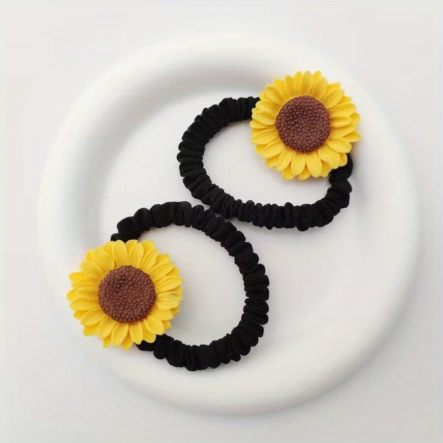 New Sweet and Fresh High Elasticity Hair Elastic for Women, Forest Style Sunflower Summer Hair Ring, Small Fresh Bun Hair Accessories