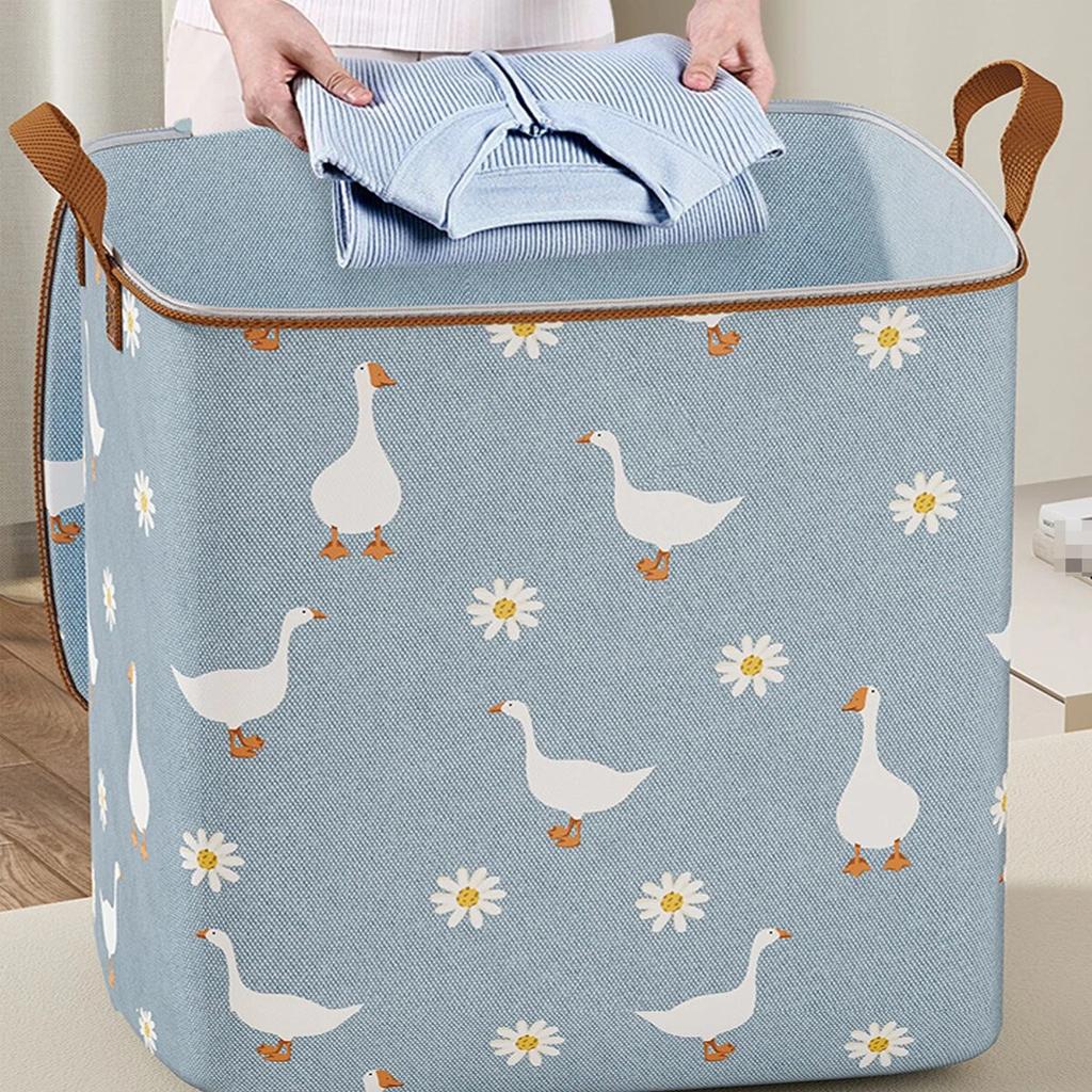 Cute Daisy and Duck Quilt Storage Bag Dustproof Organizer Wardrobe Space Saving Bag Travel Moving Bedding Storage Organization
