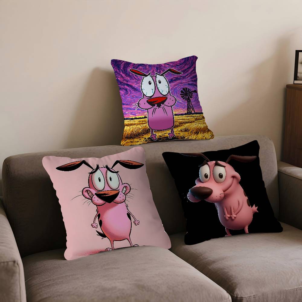 Cute Courage The C-Cowardly Dog Pillow Covers Cartoon Sofa Decorative Home Double-sided Printing Short Plush Cute Cushion Cover