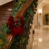 Velvet Ribbon for Christmas Wreaths Bow, Burgundy Red Hanging Bow Ornament with Versatile Garland Decorations Berries Pine Cones Holiday Tree