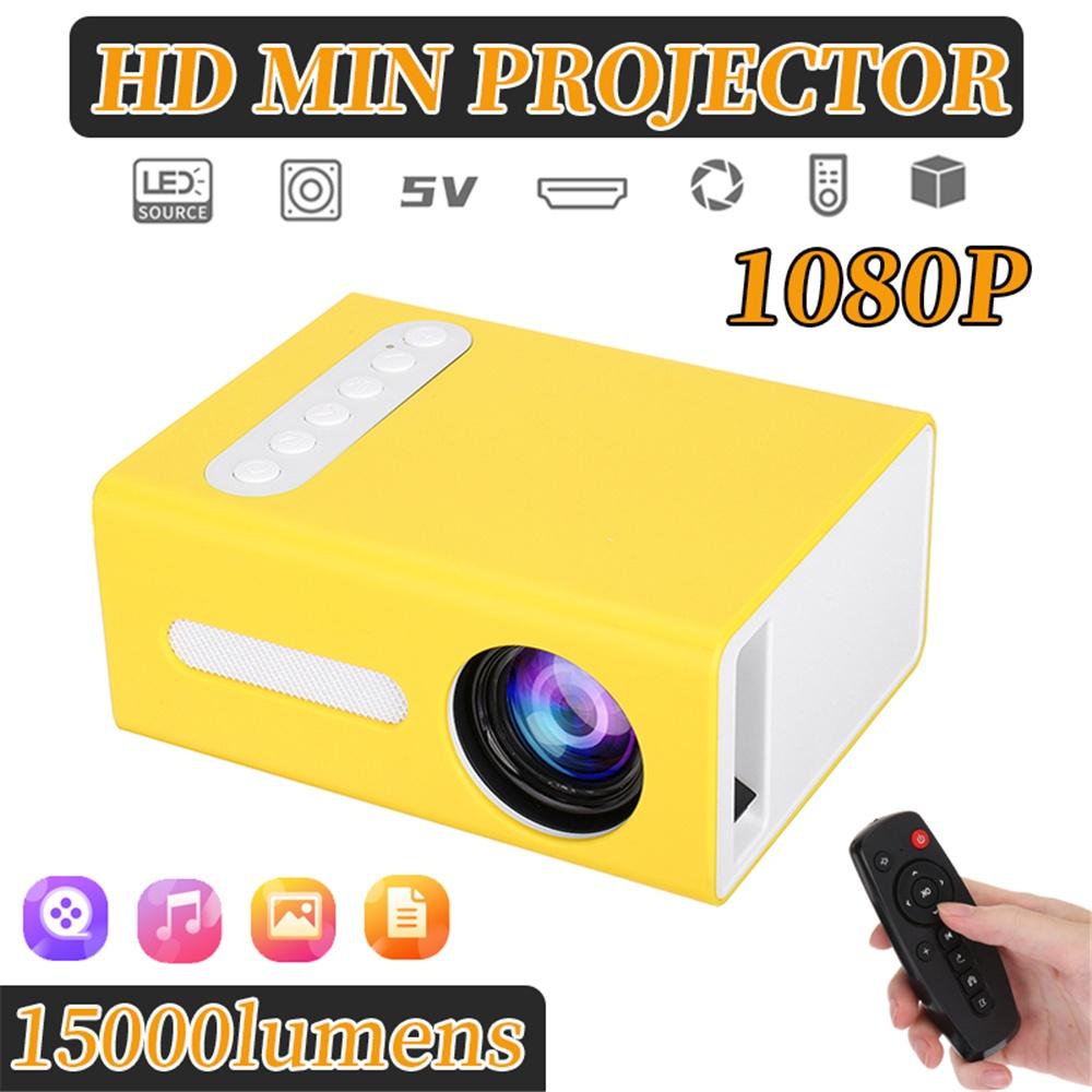 12V-2A T300 1920*1080 LED Mini Portable Projector 240x320 AV USB Audio Projector 3D Home Cinema Media Video Player Built-in Speaker 20W