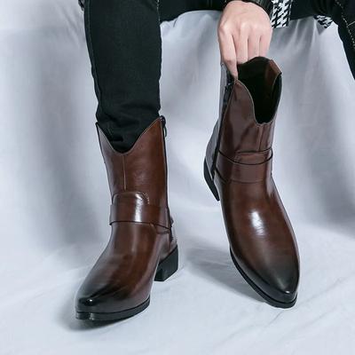 Moda Venda Quente 2025 nova moda Botas Curtas Confortáveis Masculinas de Bico com Zíper Lateral Botas Jeans Masculinas da Moda Botas de Cano Alto