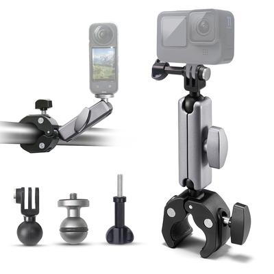 FitStill Super Rotation Angle Action Camera Clamp with Double Ball Head Design and Aluminum Alloy Bicycle and Motorcycle Clip Mount for Go Pro Hero