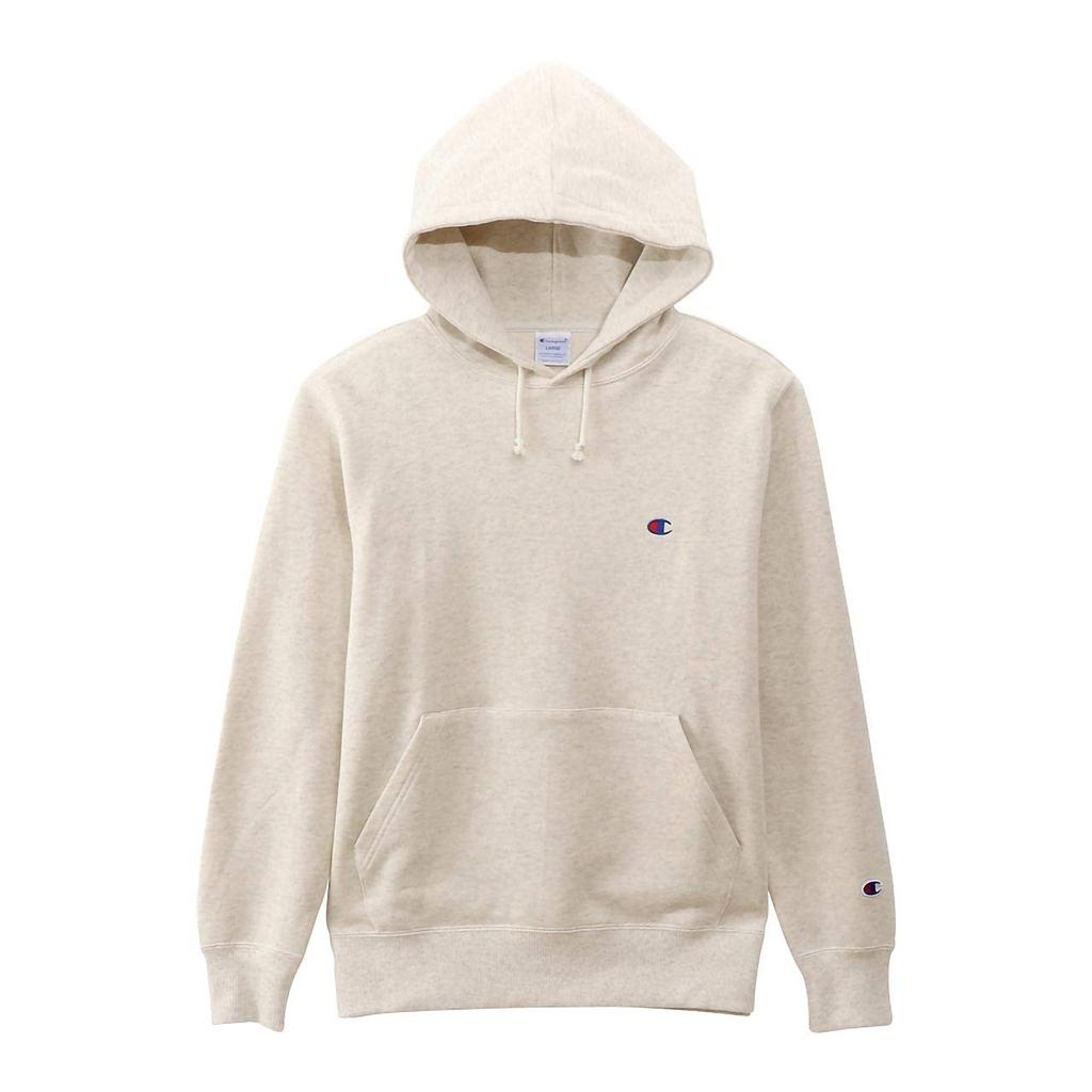 SWEATSHIRT Sweatshirt Hettegenser Langermet One Point Logo Broderi Hettegenser Basic Oatmeal M [Champion] (Gammel modell) Menns