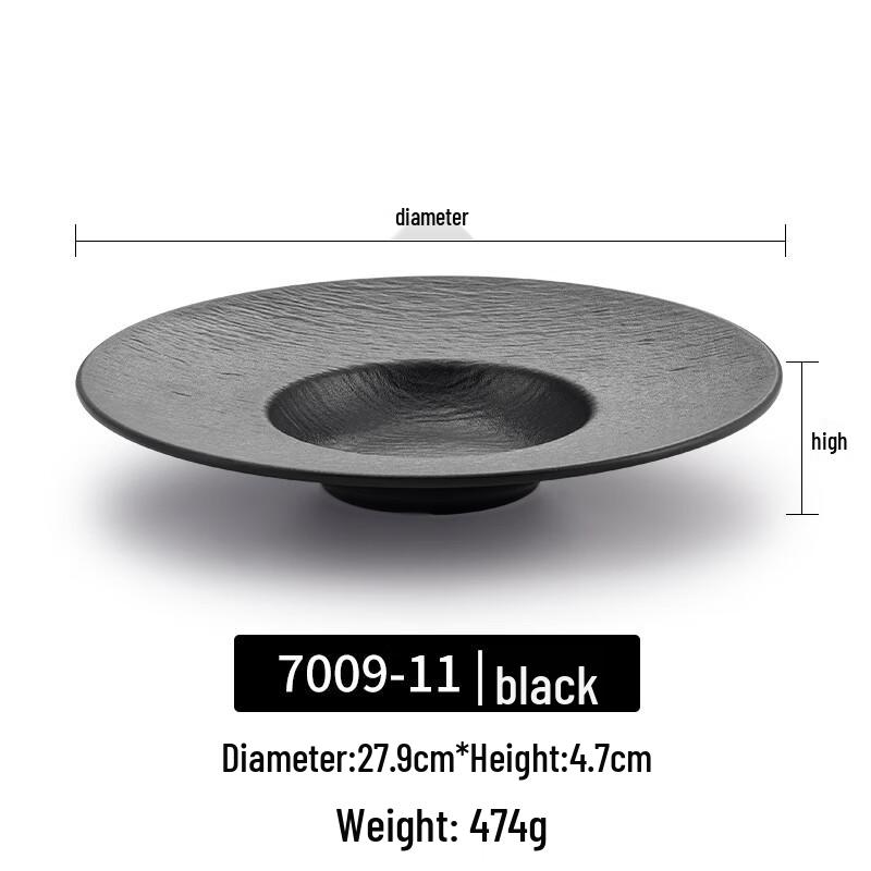 Japanese Style Black Melamine Round Dinner Plate