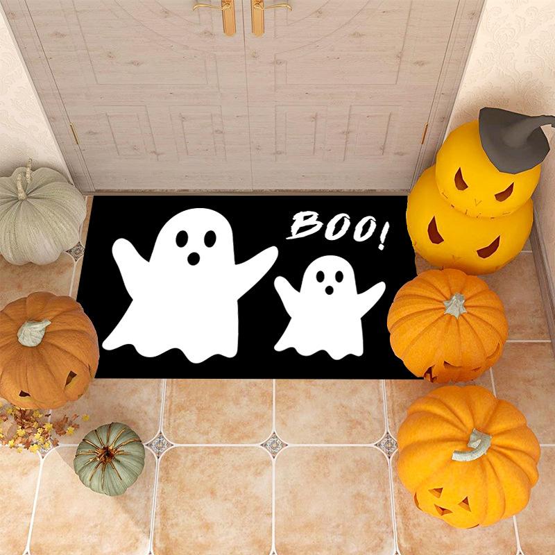 Halloween Ghost Boo Festive Door Mat Non-slip Washable Indoor Outdoor Rug Carpet for Front Door Entryway Holiday Home Decoration