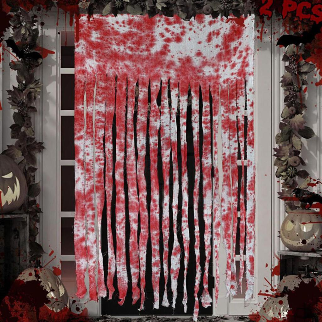 Halloween Decorative Door Curtain Blood Handprint Curtain Party Haunted House Door Pendant Horror Atmosphere Arrangement Props