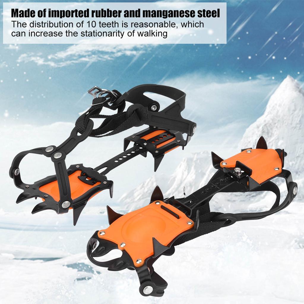 Portable Outdoor Sports 10 Toothed Snow Crampons Slip Resistant Ice Gripper