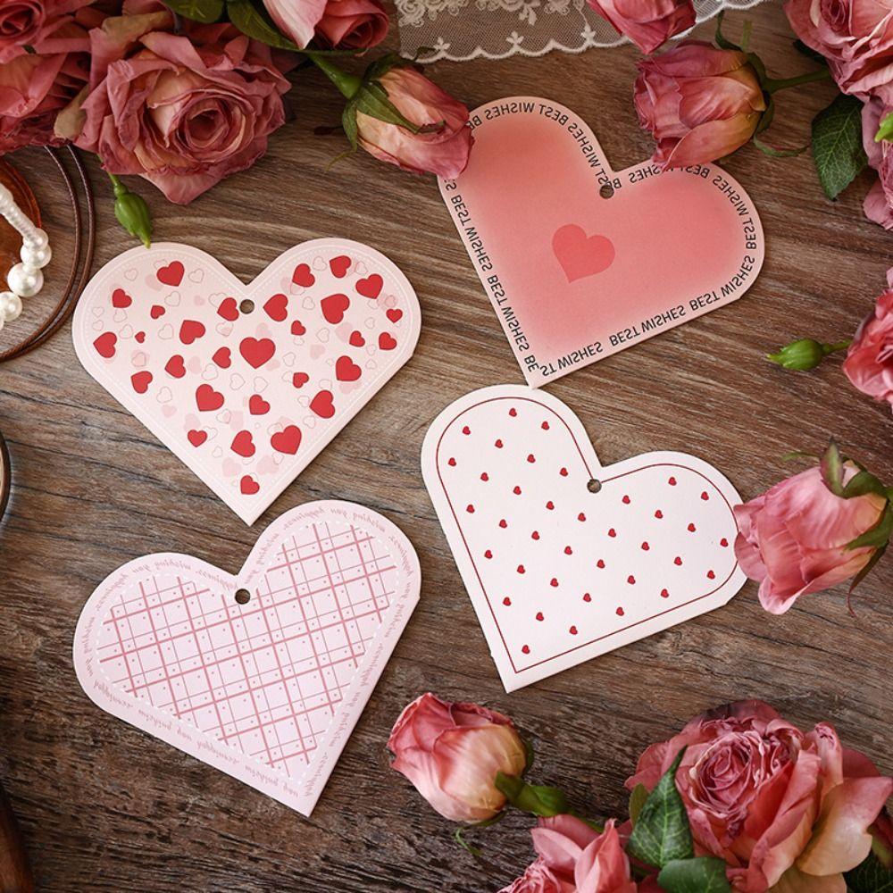 20Pcs Heart-shaped Greeting Cards Handwritten Blank Alien Love Card Can hang rope with holes Gift Card Valentine's Day