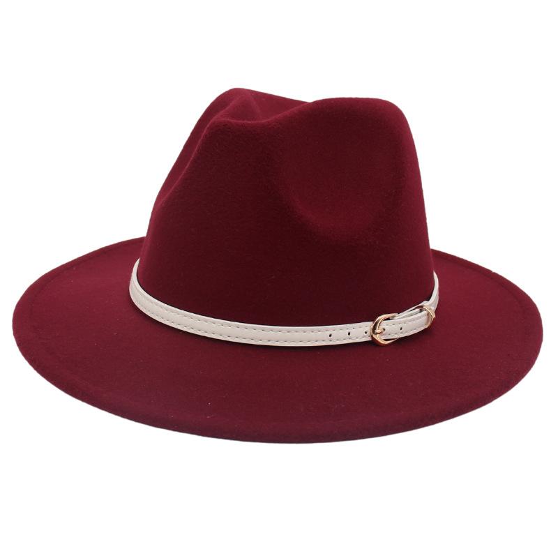 Big Brim Top Hat Women'S Coat With Hat Felt Hat Solid Color Cashmere Jazz Hat