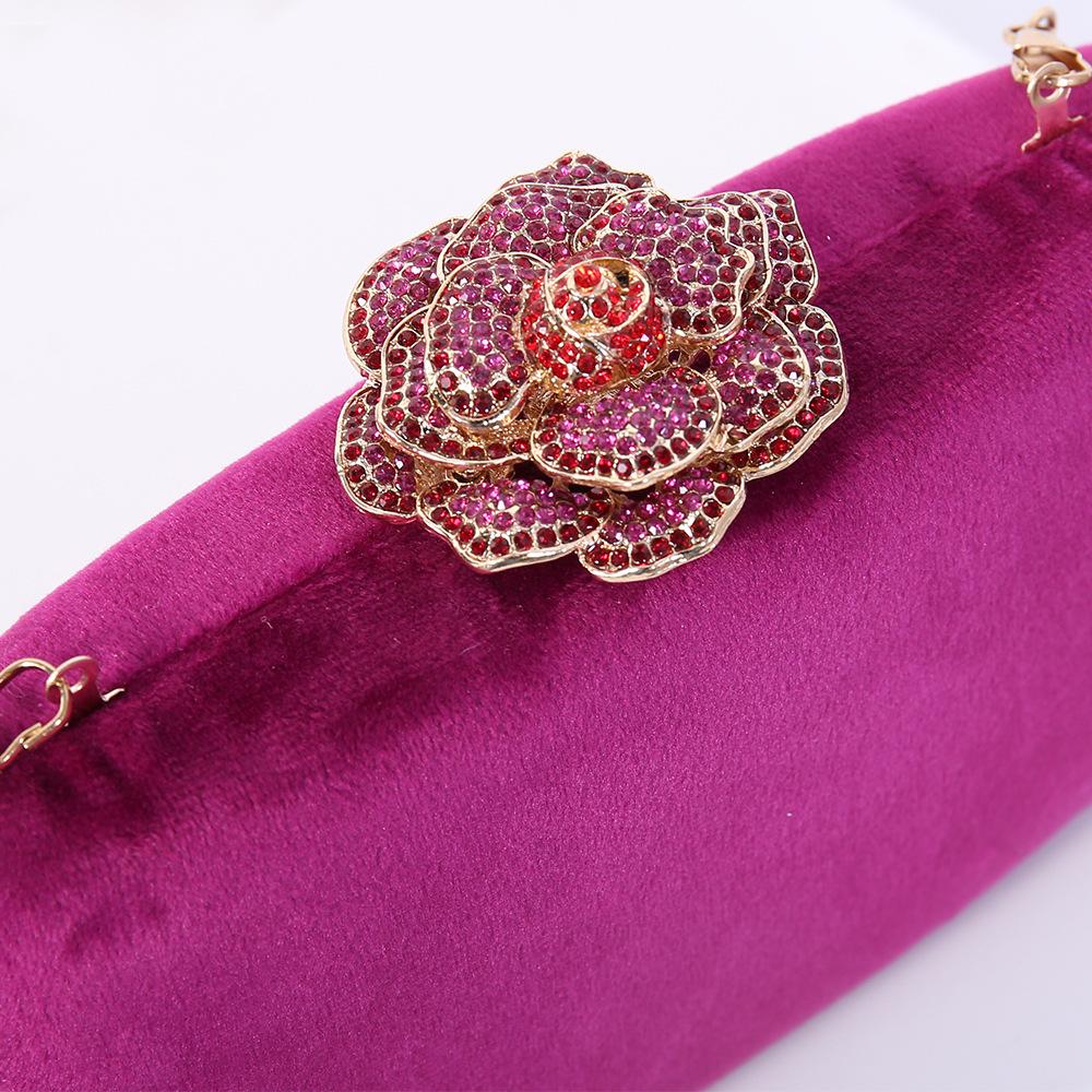 Diamanten Blume Samt Abendtasche Damen Neu Elegant Kette Bankett Kleid Clutch Tasche Damen Hochzeit Abendessen Party Box Kleine Geldbörsen