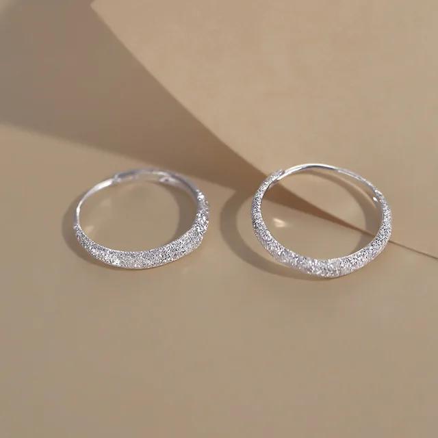 

925 Silver Needle Piercing Circle Charm Hoop Earring For Women Girls Party Wedding Jewelry серебряный