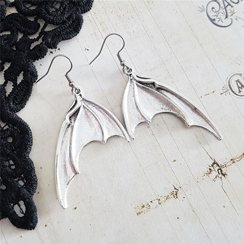 Gothic Punk Large Black Vampire Bat Wings Dangle Earrings for Women Men Hallowmas Party Demon Slayer Personality Jewelry Gifts