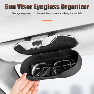 Multifunction Car Sun Glasses Holder Press Switch Driving Glasses Holder New Auto Eyeglass Case