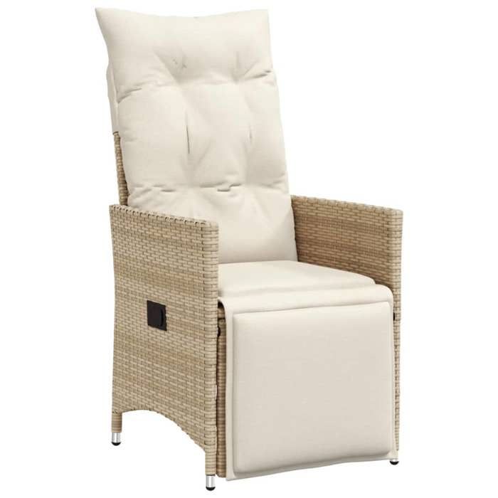 VidaXL Garden Reclining Chairs Set of 2 and Cushions Beige Rattan, Reclining Garden Armchair, Recliner Armchair of 365669