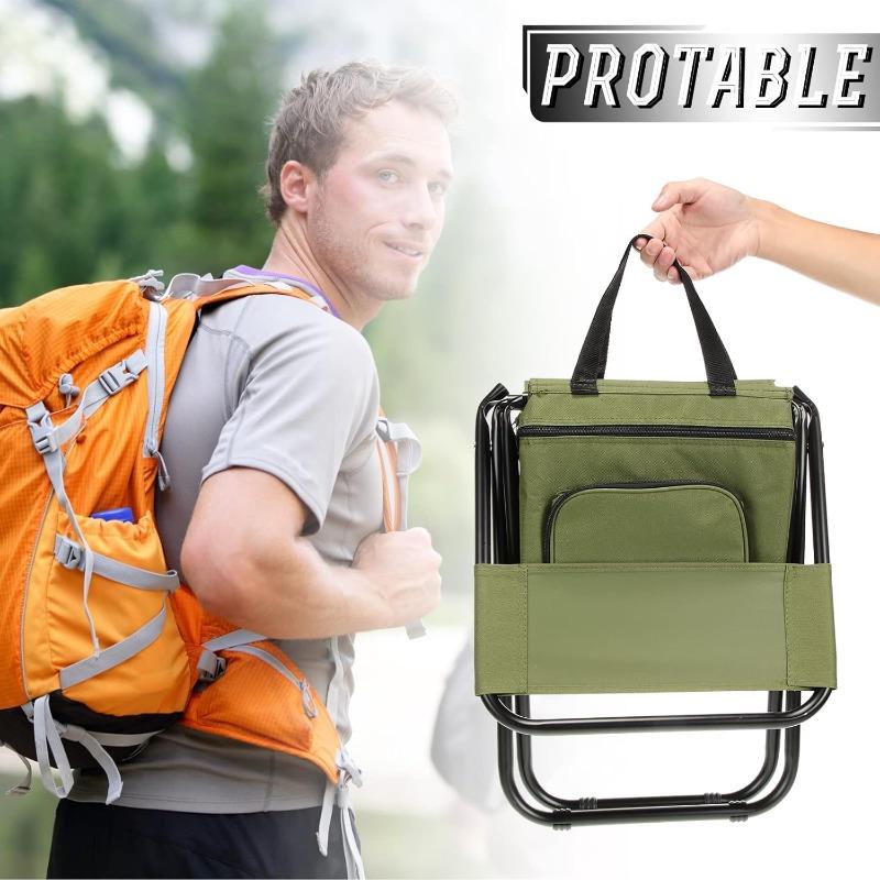 Fishing Chair with Cooler Bag Foldable Fishing Stool Supports 220Lbs Portable Backrest Lightweight Folding Chair Outdoor Camping
