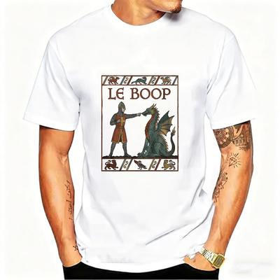 Le Boop Medieval Knight Booping Dragon Modal TShirt Vintage Unisexuscript Style Knight Dragon Funny Meme Graphic Art Print Tees