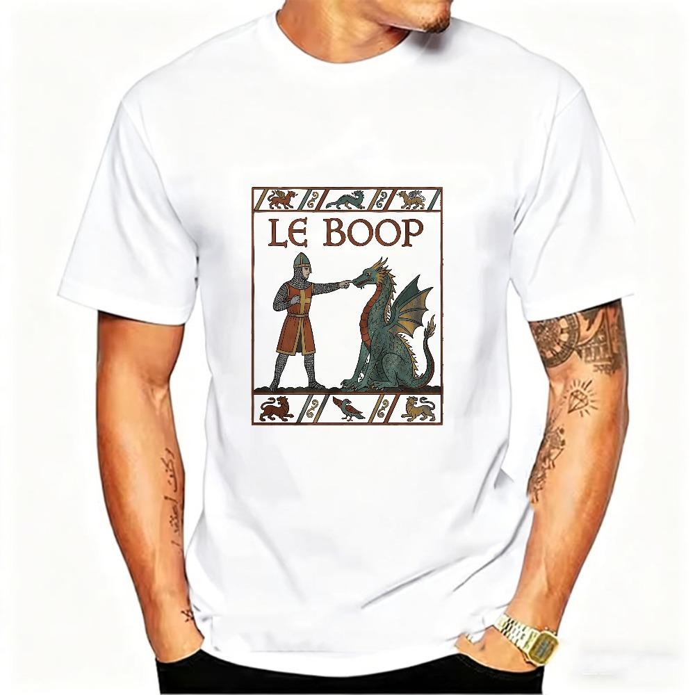 Le Boop Medieval Knight Booping Dragon Modal TShirt Vintage Unisexuscript Style Knight Dragon Funny Meme Graphic Art Print Tees