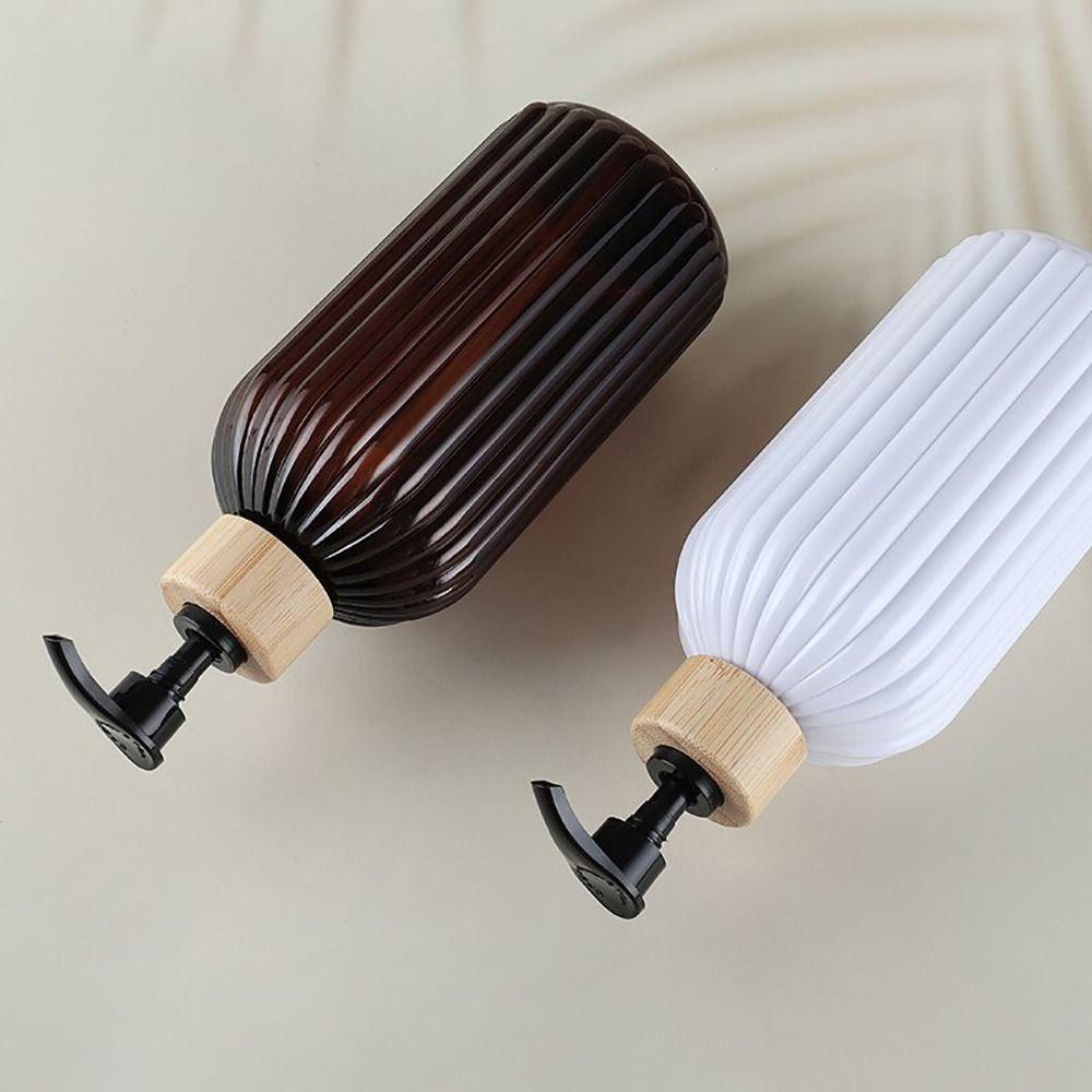 500ML Capacity Lotion Pump Bottle Press Type Empty Soap Dispenser Refillable Strip Pattern Shampoo Conditioner Container