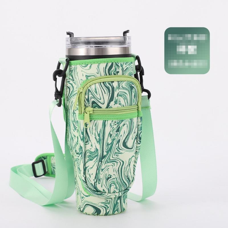 

Неопреновая сумка для переноски бутылки с водой на 40 унций для рукава чашки с регулируемым плечевым ремнем, сумка-держатель для бутылки с водой зелёный