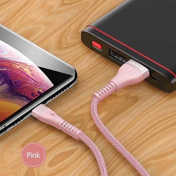 Usams Kabel Pleciony U33 Lightning 1,2M2A Fast Charging Różowy/Pink Sj360Usb03 (Us-Sj360)