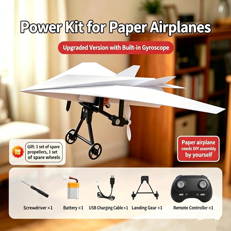 Remote Control Paper Airplane Kit With Gyro Stabilizer Diy Electric Rc Plane Power Module Paper Aircraft Transmitter Component