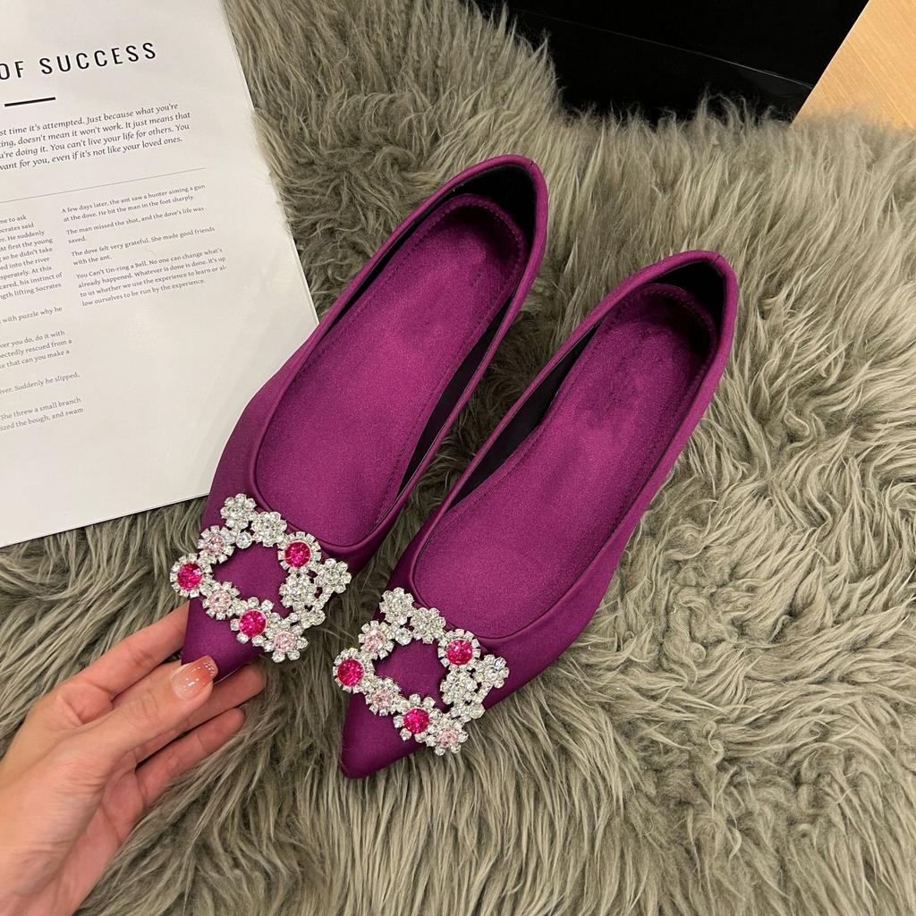 Rhinestone 5cm inner height increase single shoes femininity women's shoes pointed high heels new French wedding shoes shallow mouth shoes