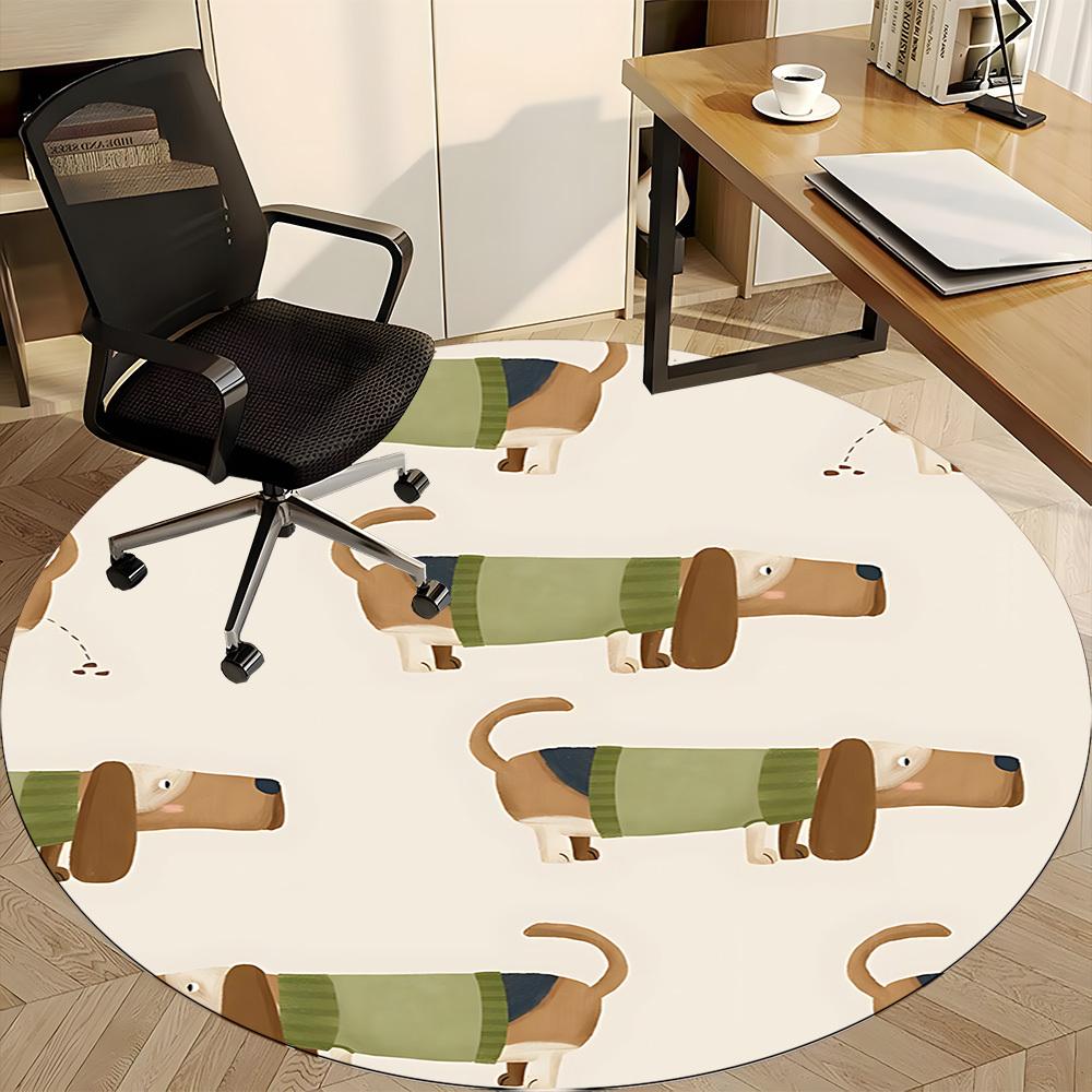 1pc Dachshund Pattern Office Round Rug, Non-slip, Soft and Durable Office Rug for Interior Decoration, Perfect for Office,Decoration yy260204009