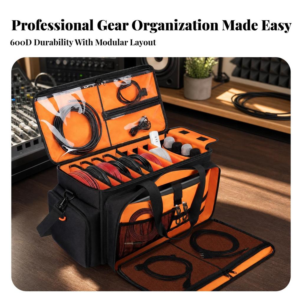 Portable Gear Bag with Dividers Adjustable Cube Storage Pockets