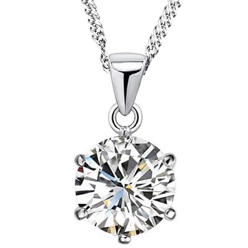 Douyin White Gold Diamond Pendant Necklace - Japanese Korean Style Women's Collarbone Chain, Perfect Gift for Best Friend's Birthday