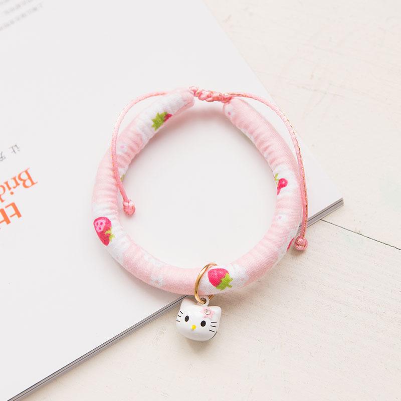 Japanese Japanese Zephyr Pet Collar Cute Little Strawberry Bells Cute Adjustable Accessories Cat and Dog Supplies