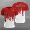 Men American Football 3D Print Sports T-shirt Red White Gradient Drip Paint Graphic Short Sleeve Quick Dry Breathable Fan Jersey Tops