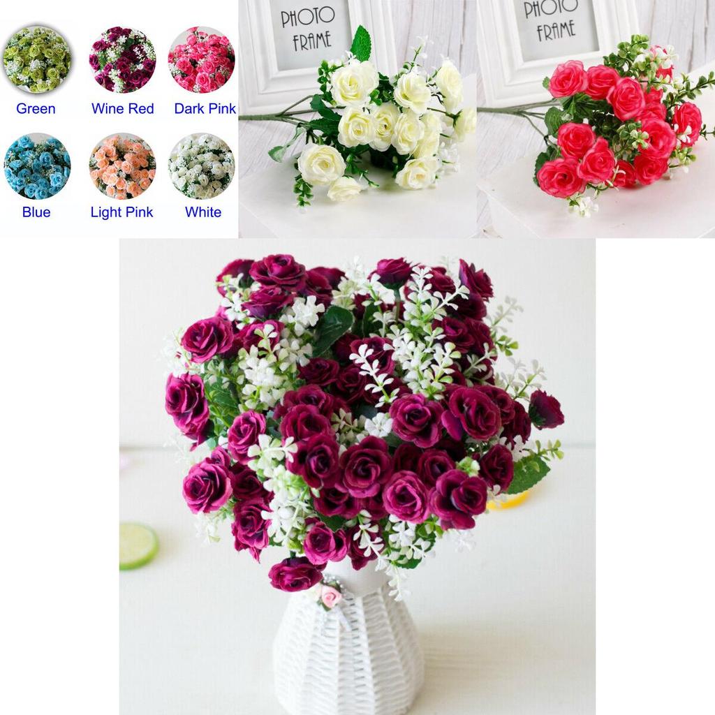 Vibrant 15-head Silk Fake Flowers Bouquet Offering High Realistic Appearance