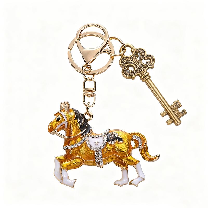 1PC Cute Souvenirs Brightly Convenient Zinc Alloy Backpacks Horse Keychain Practicality Rhinestone Gift Decorative Handbags