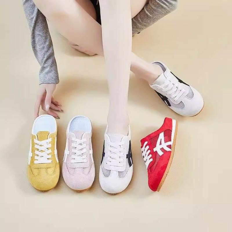 Summer Wear Bag Head Half Slippers Women's New Heelless Red Shoes Lazy One Pedal Sandals