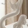 Literary Style Room Decor 3D Printed Mermaid & Starfish Figurine, Exquisite Sculpture, Ocean Small Statue for Bay Window Theme Desktop Ornament