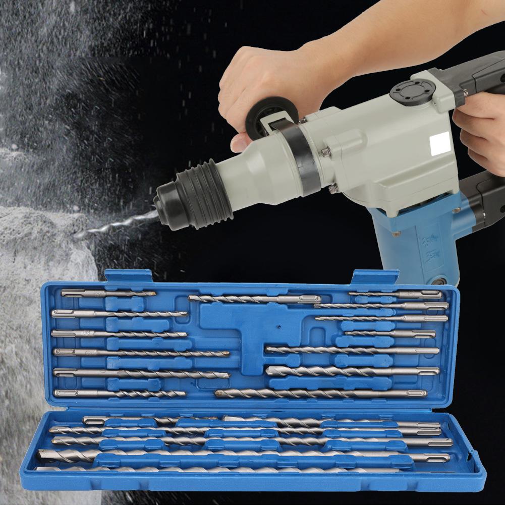 20Pcs SDS Rotary Hammer Drill Bits Chisel Set Tool with Blue Tool Box