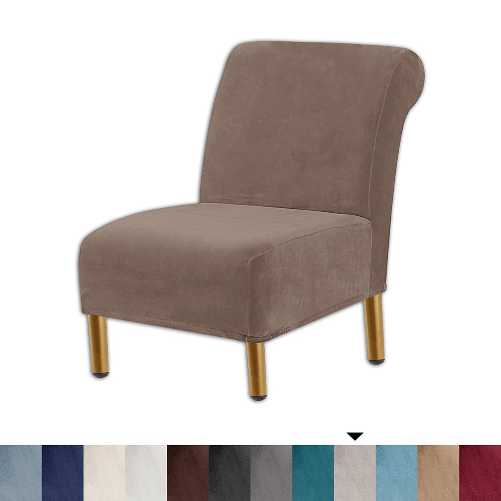 Stuhlhussen mit Samt-Akzenten, hochelastische Stuhlhussen ohne Armlehnen für das Wohnzimmer, dicker Stuhlbezug aus Samt, moderner Möbelschutz, maschinenwaschbar